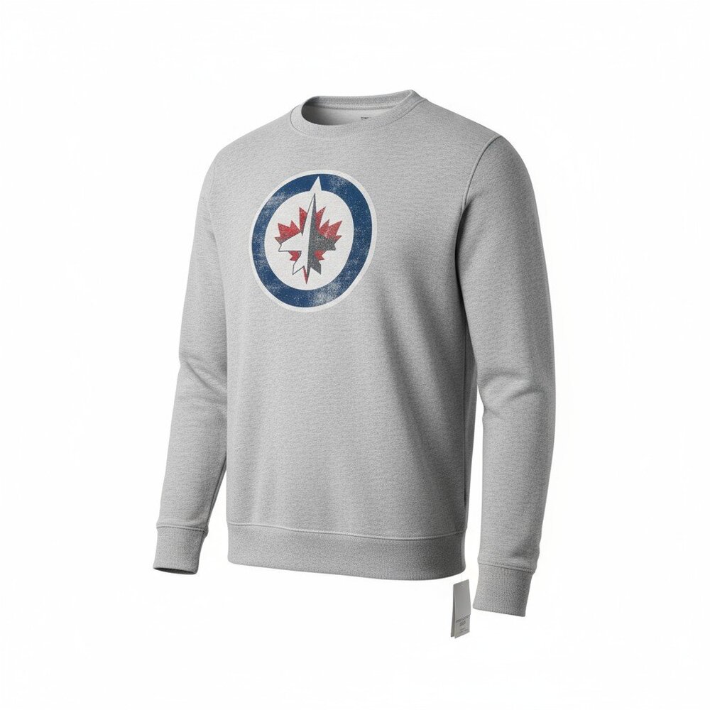 Adidas Jersey Sweatshirt Heathered Gray NHL Winnipeg Jets Classic “47” Size L